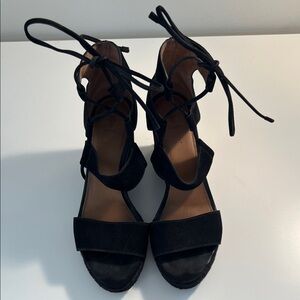 Frye Espadrille Black Women's Lace-Up Wedge Sandals - size 8.5